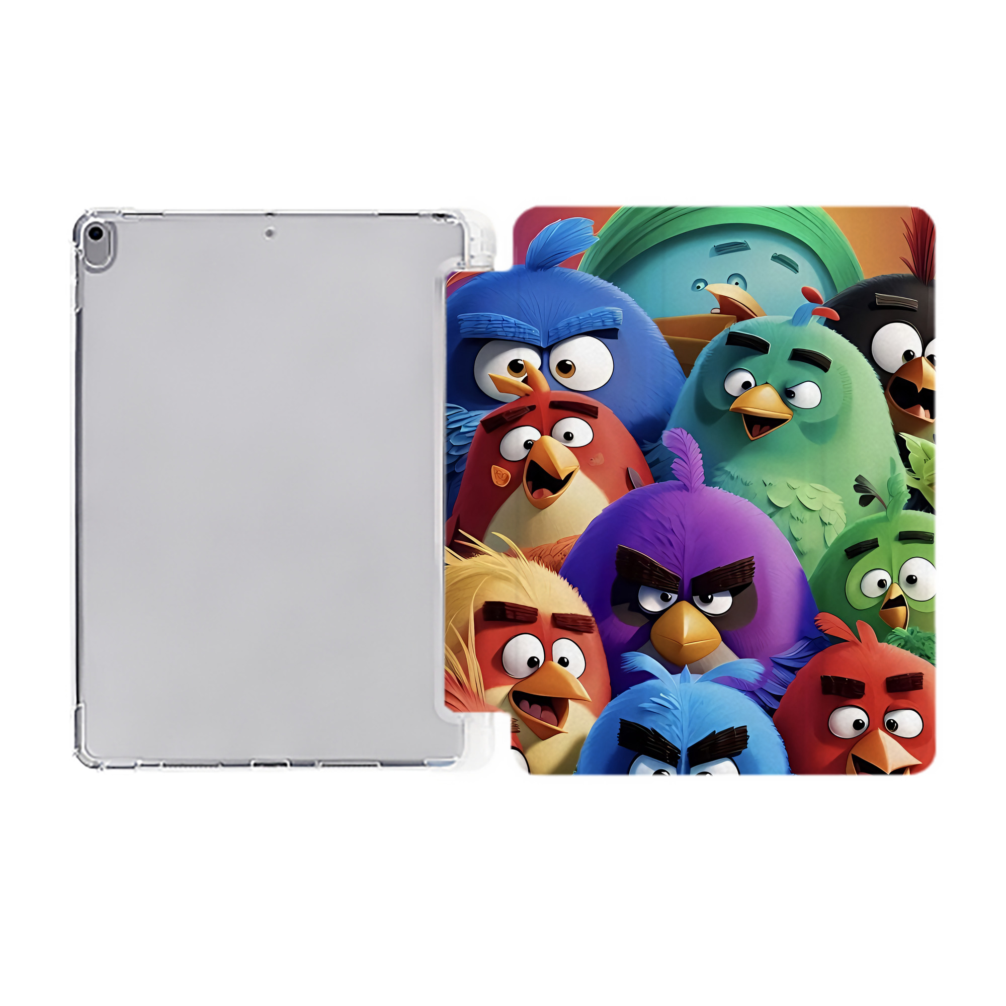 （画像用） Angry Birds アングリーバード IPad ケース ペン収納付き 三つ折りスタンド PUレザー×シリコン 対応機種9.5/10.5/10.9インチ